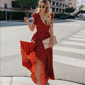 VICI Collection Mama Mia Polka Dot Wrap Maxi Dress